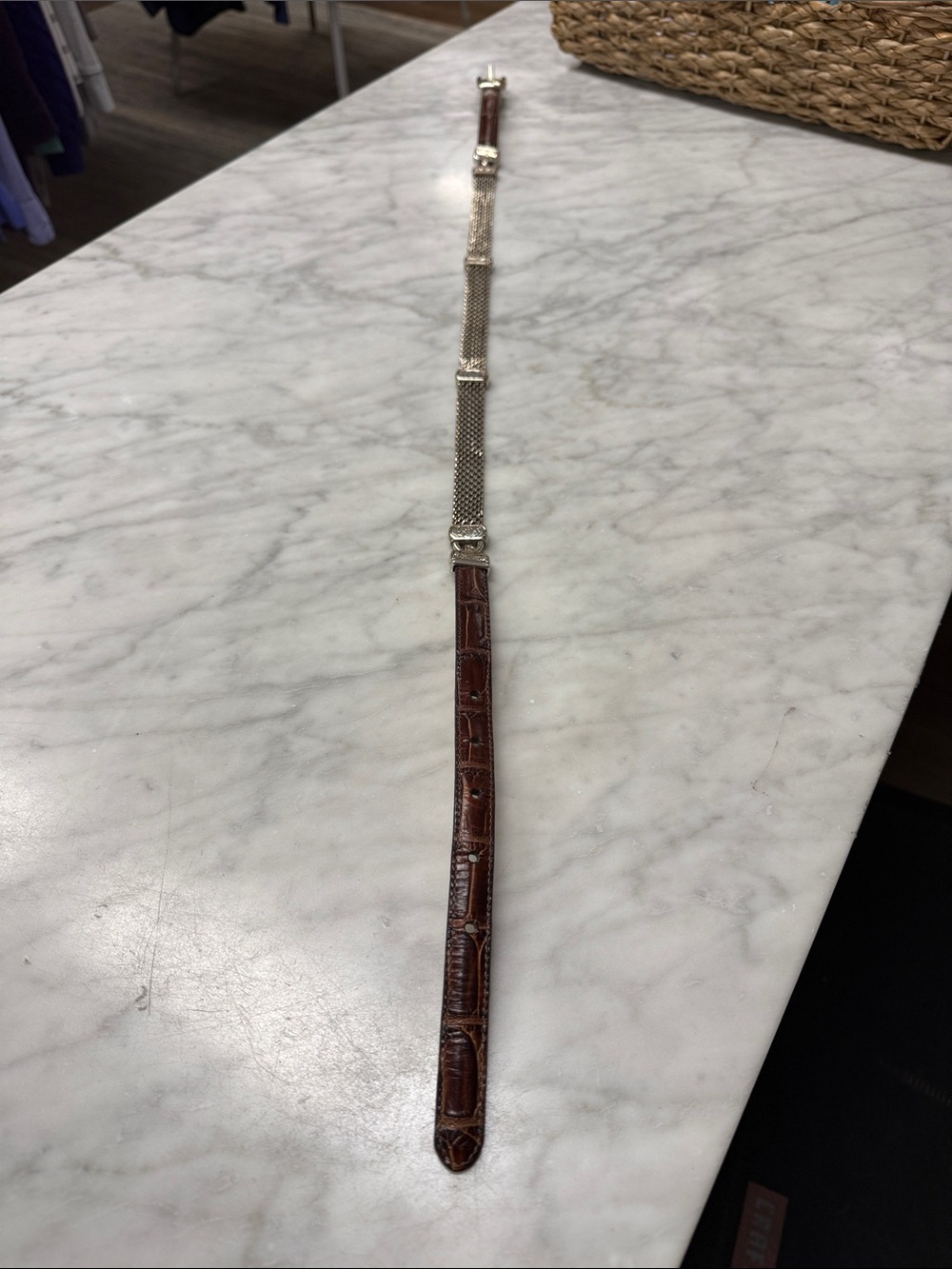 Brighton Brown Leather and Silver Chain Belt Size M